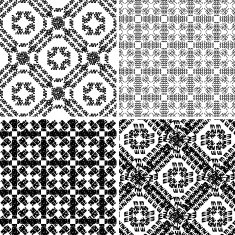 set of abstract black and white vector decoration pattern background