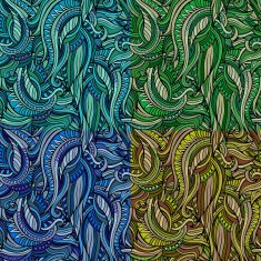 Vector seamless abstract nature pattern set