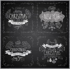 Christmas hand drawn card set - Chalkboard
