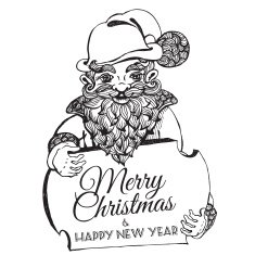 Hand drawn doodle Christmas dwarf holding festive signboard N2