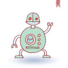Doodle Robot cartoon vector illustration N50