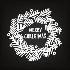 Hand drawn Christmas doodle wreath blackboard