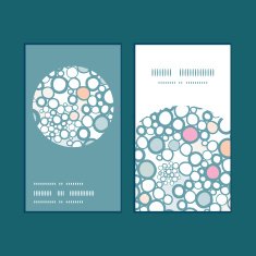 Vector colorful bubbles vertical round frame pattern business cards set N2
