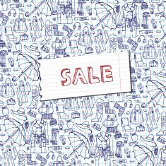 Females outerwear accessories sale background Sketchy notepaper