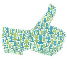Thumb up symbol composed from many people silhouettes Vector i