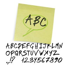 Handwritten alphabet (uppercase letters with numbers) Vector