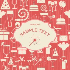 retro card with birthday party elements N2