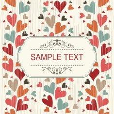 vintage frame on seamless pattern with doodle colorful hearts