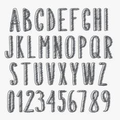 handwritten font scribbled alphabet and numbers