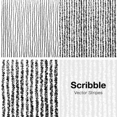 Set of Scribble Lines Patterns Hand Drawn in Pencil