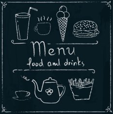 Hand drawn restaurant menu design on blackboard