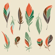 Vector set of hand drawn feathers