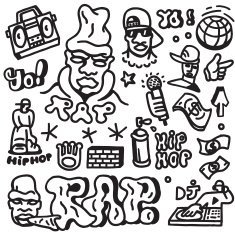 rap hip hop - doodles set