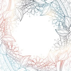 Colored Floral Background Hand Drawn Texture with Flowers N23
