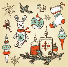 Vector set Christmas decorations N4