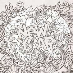 New year hand lettering and doodles elements background N9