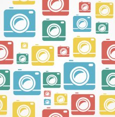 Vector Flat seamless photo camera pattern