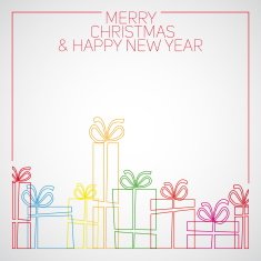 Vector simple line drawing christmas card