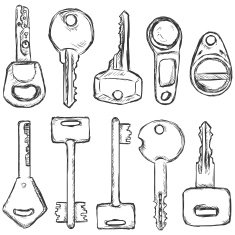 Vector Set of Sketch Modern Keys
