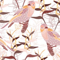 Seamless floral pattern with birds N7