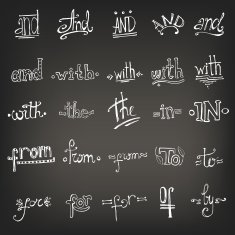 Catchwords design elements set And with the in from to N4
