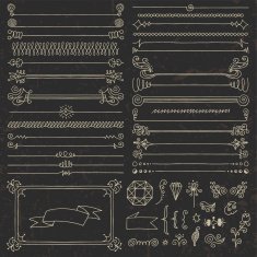 Vintage hand drawn design elements set 5 on dark