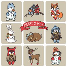 Christmas funny animals icons N2