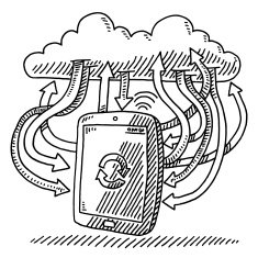 Cloud Smart Phone Data Exchange Drawing