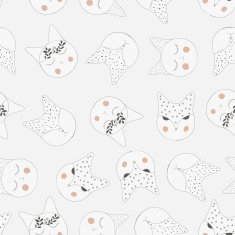 Seamless pattern with cats in doodle design