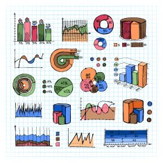 Colored Graphs Charts and Diagrams on Grid Lines
