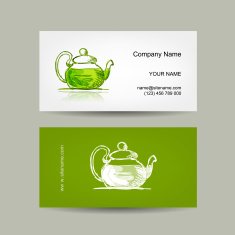 Business cards design green trea sketch