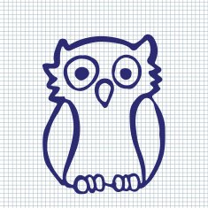 Hand Drawn Owl on a Sheet of Exercise Book N4