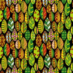 vector seamless pattern with doodle leaves N17