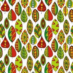 vector seamless pattern with doodle leaves N18