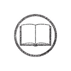 Open book vector icon with hand drawn lines texture