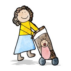 child's drawing of a mom pushing pram N4