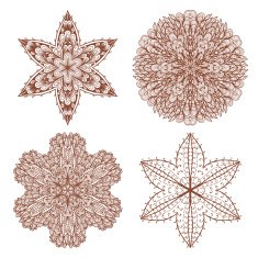 Set of four hand drawn ornaments N15