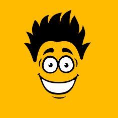 Smiling Cartoon Face on Orange Background Vector