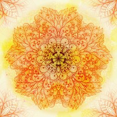 Hand drawn circular beige ornament N29