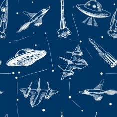 Space aircraft seamless pattern