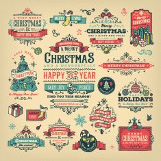 Hand Drawn Christmas Labels & Badges N4