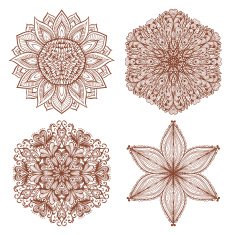 Set of four hand drawn ornaments N16