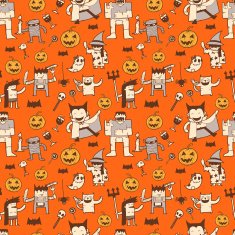 Cute Halloween Doodle Seamless Pattern