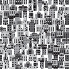 seamless pattern with cartoon buildings N2
