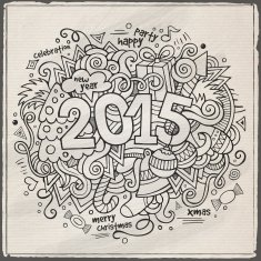 2015 year hand lettering and doodles elements background N6
