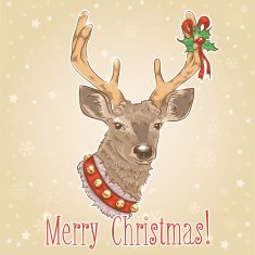 Christmas vintage postcard with deer N4