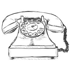 Vector Sketch Illustration - Old Rotary Phone free image download