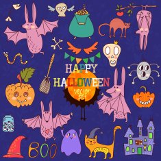 Happy Halloween set of Doodles cute Elements N2
