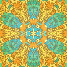 Hand drawn orange and blue greeting card N9