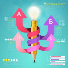 creative template infographic with pencil and arrows